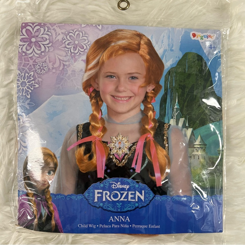 Disney Frozen Anna Child Wig with Pink Ribbons NEW Halloween costume dress up